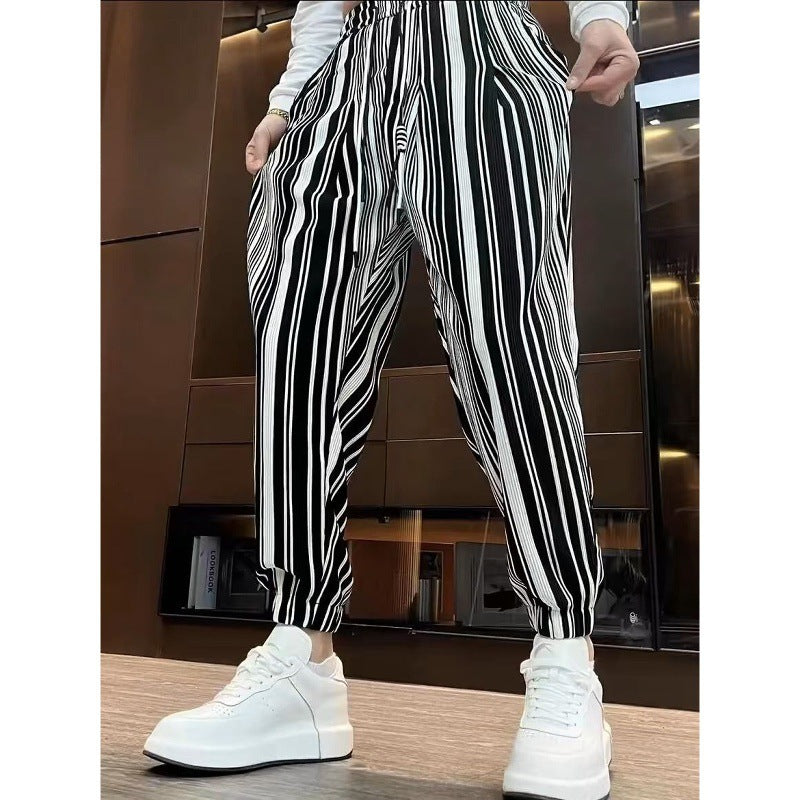 Men's Ankle-tied Harlan Casual Thin Cropped High-grade Sense Ice Silk Pants