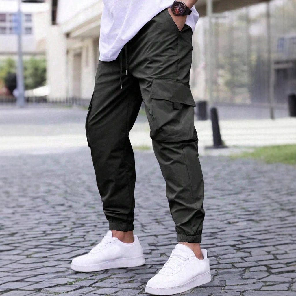 Workwear Casual Pants Drawstring Elastic Waist Track Pants