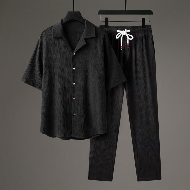 Casual Men's Sports High-end Half Sleeve Chinese Style Two-piece Set