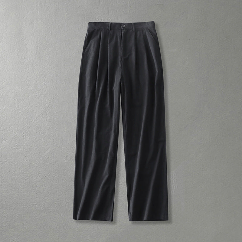 Cotton Linen Pants Men's Autumn Loose Straight