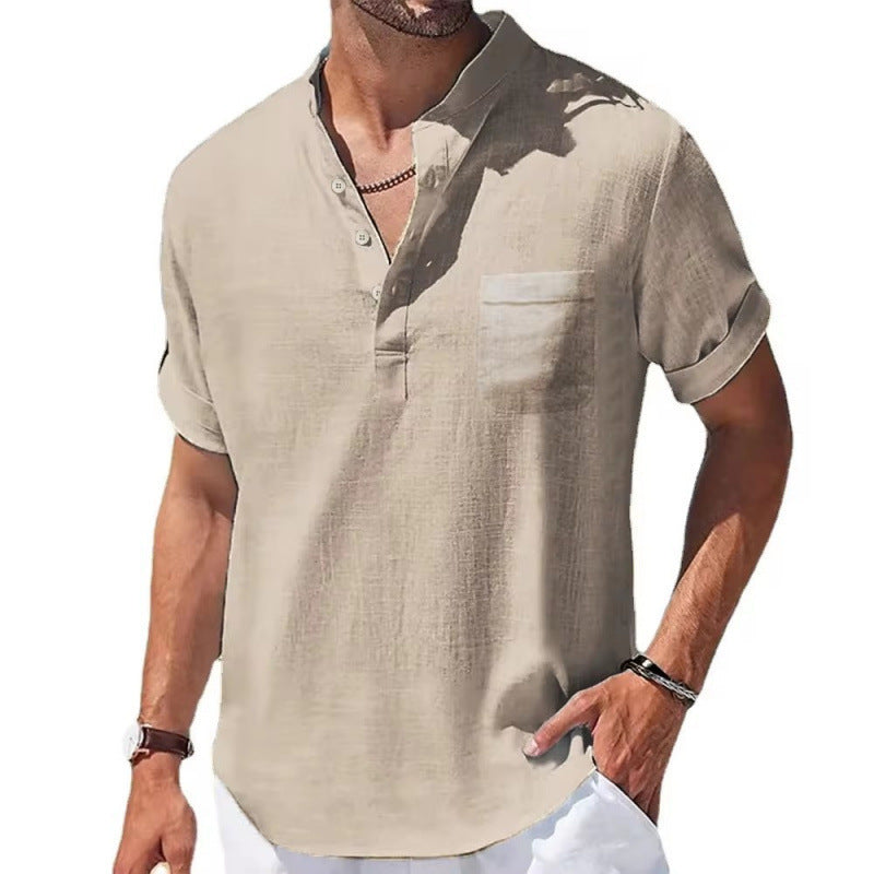 Cotton Linen Linen Men's Short-sleeved T-shirt
